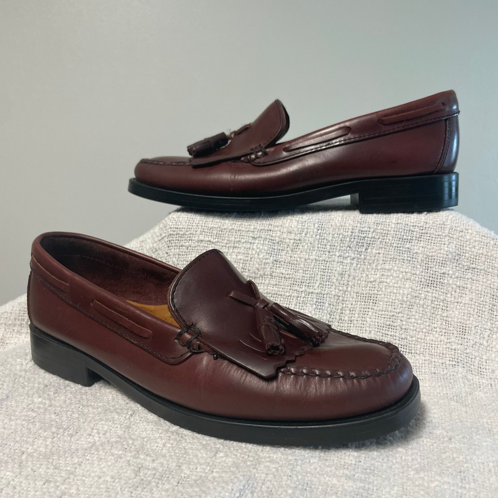GH Bass Weejuns Womens 8W Red Brown Leather Kiltie Tassel Loafers Shoes Slip On